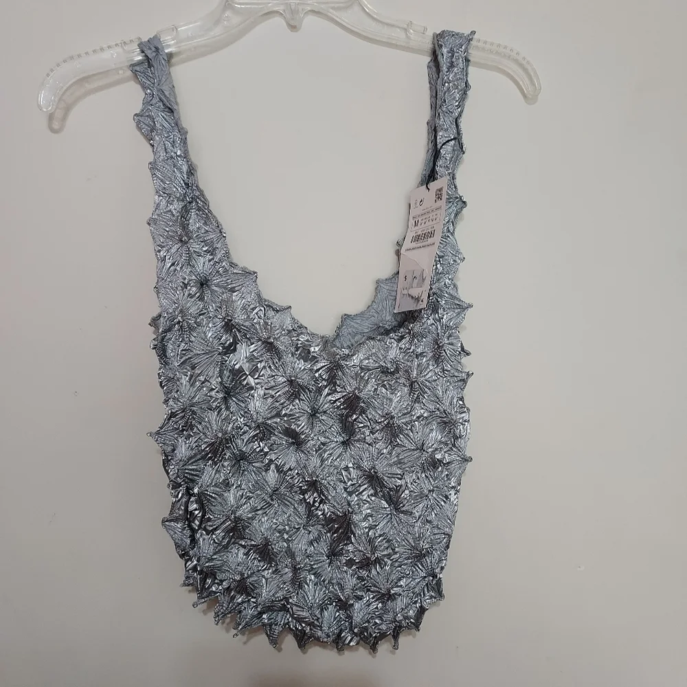 Zara Patterned Fabric Bucket Bag